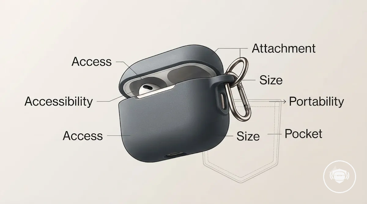 portable wireless earbud case cover features