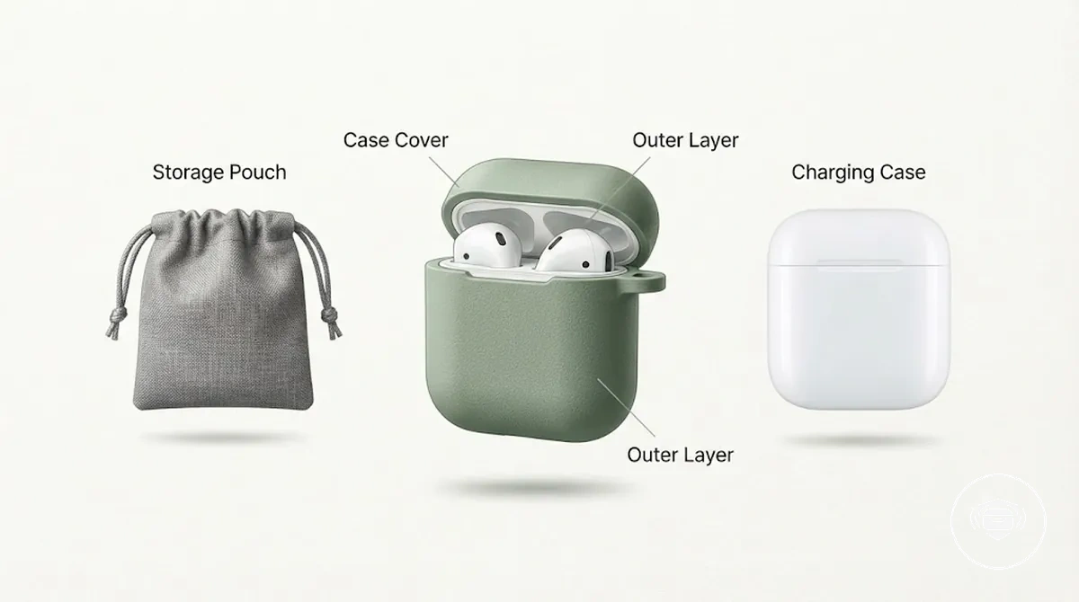 Wireless earbud case cover charging case and storage pouch compared by their different roles