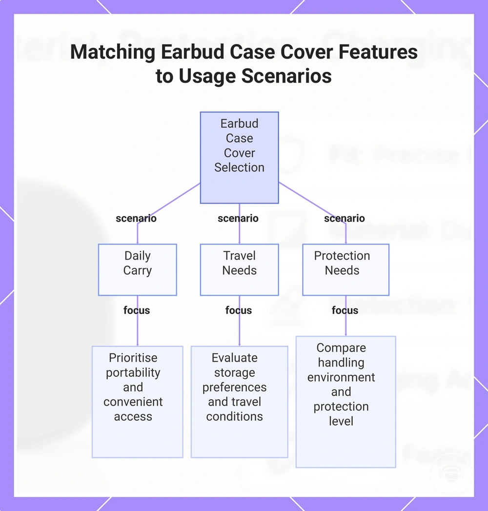 Matching Earbud Case Cover Features to Usage Scenarios