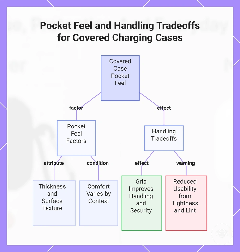Pocket Feel and Handling Tradeoffs for Covered Charging Cases
