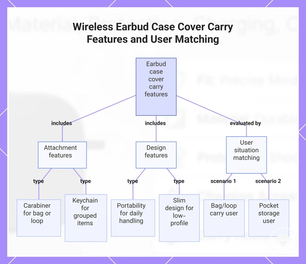 Wireless Earbud Case Cover Carry Features and User Matching