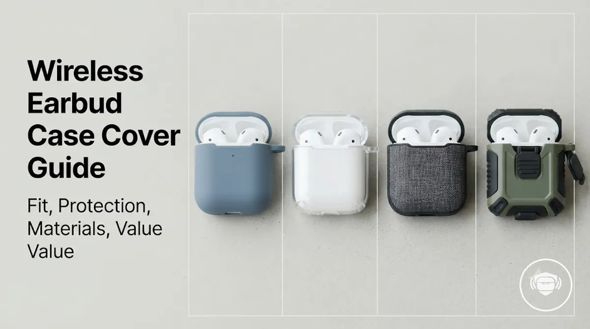 Wireless earbud case covers showing fitted protection, material types, and charging access details