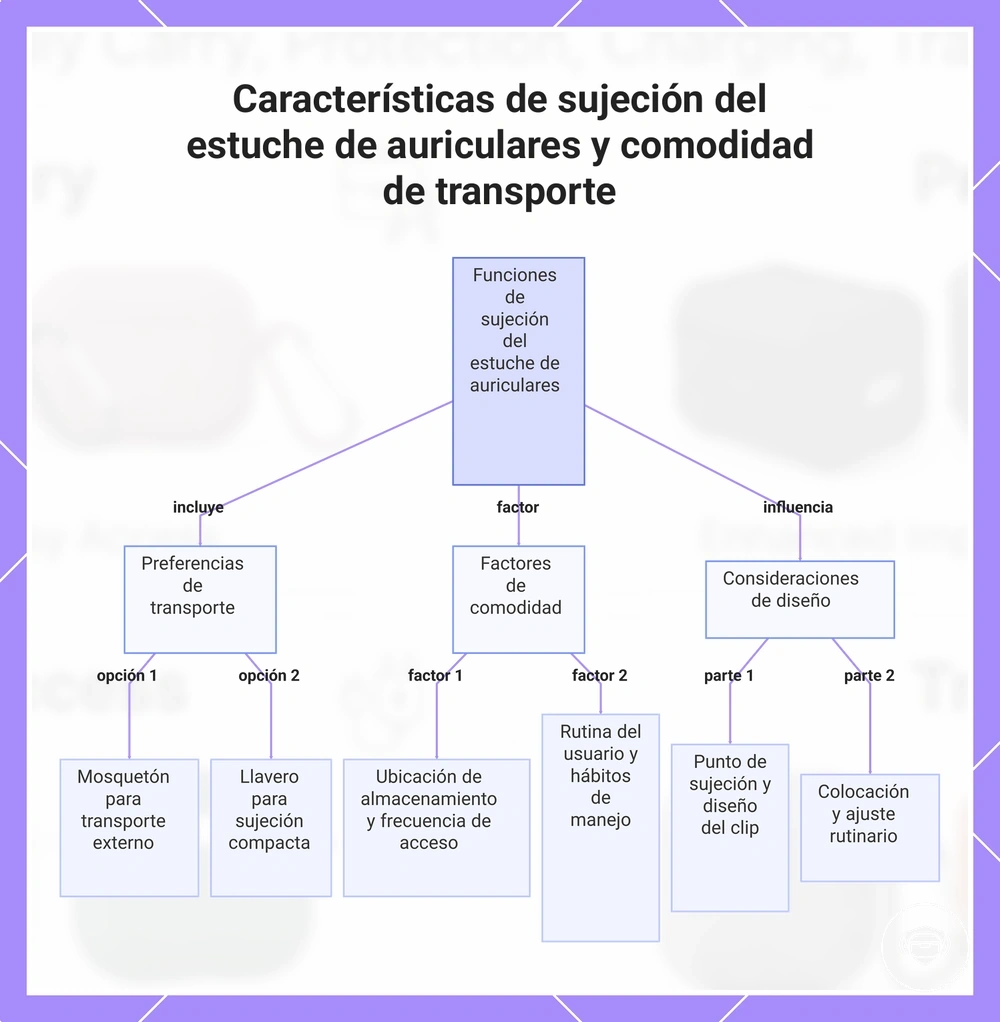 Características de sujeción del estuche de auriculares y comodidad de transporte