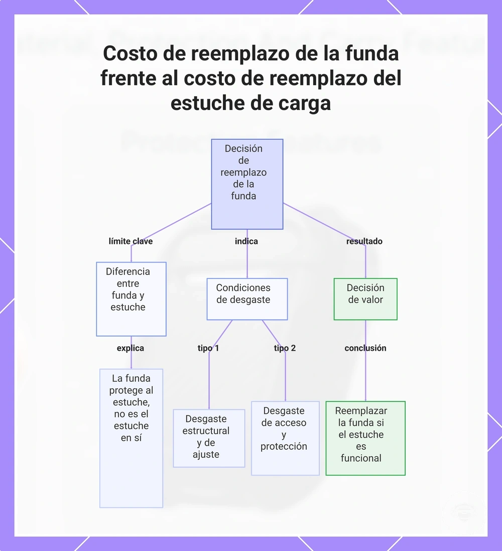 Costo de reemplazo de la funda frente al costo de reemplazo del estuche de carga