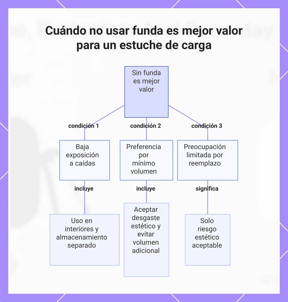 Cuándo no usar funda es mejor valor para un estuche de carga