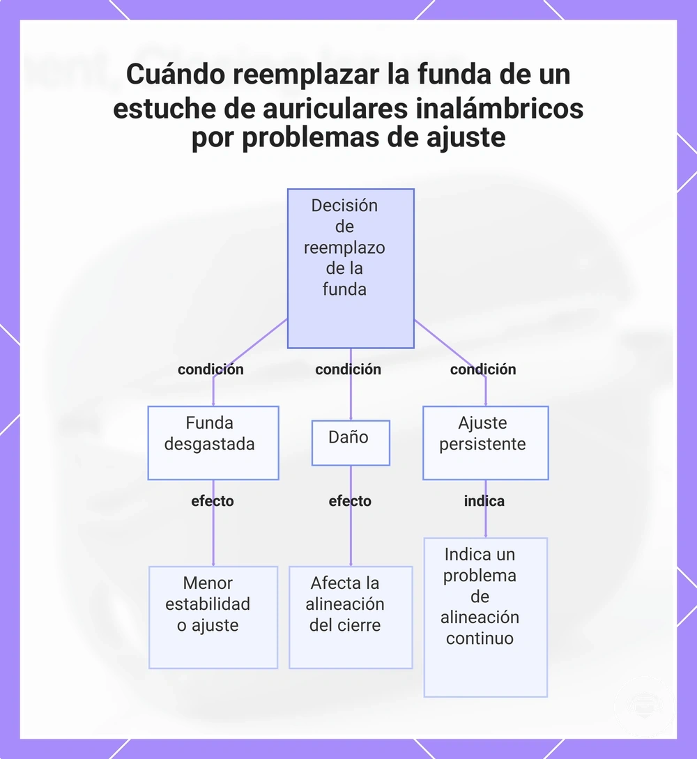 Cuándo reemplazar la funda de un estuche de auriculares inalámbricos por problemas de ajuste