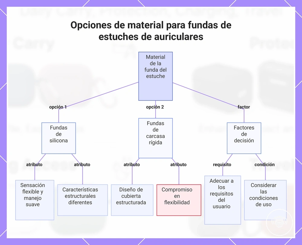 Opciones de material para fundas de estuches de auriculares