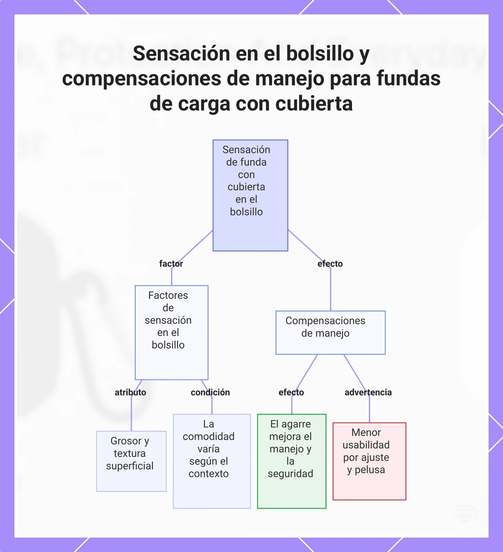 Sensación en el bolsillo y compensaciones de manejo para fundas de carga con cubierta