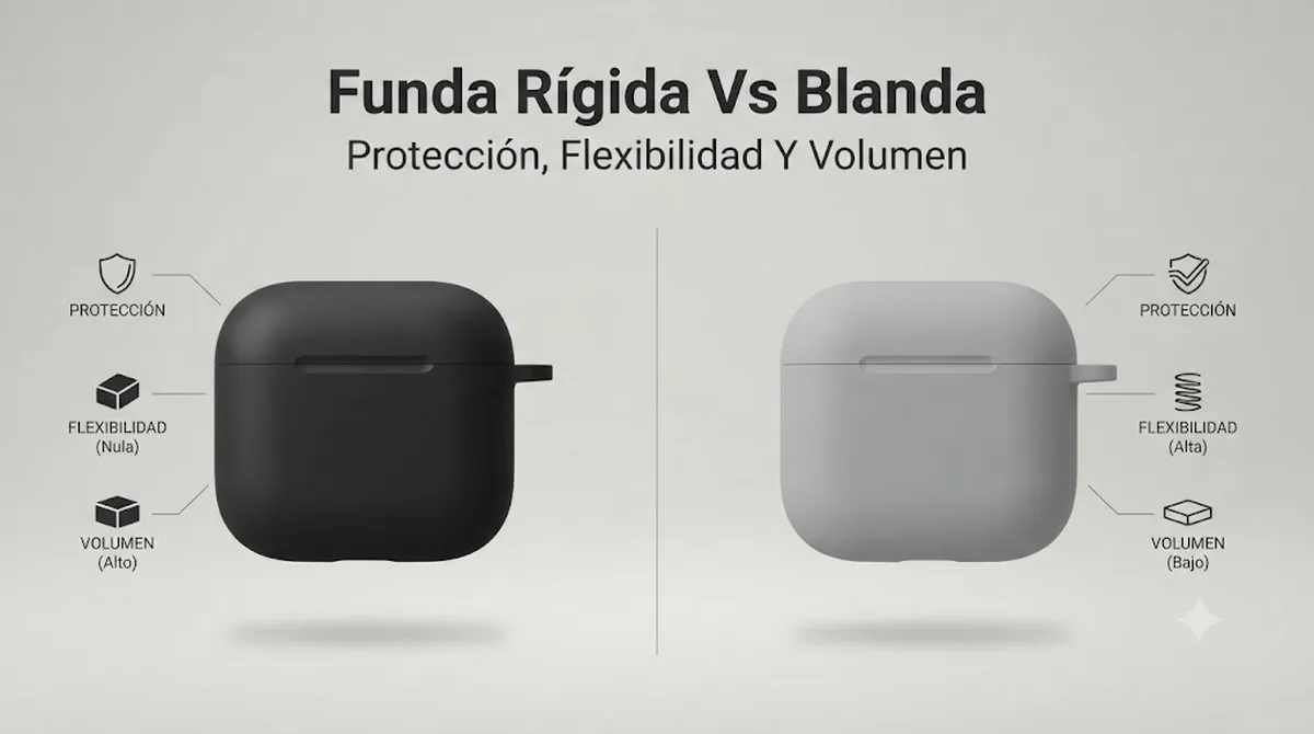 Fundas rígidas y blandas para estuches de auriculares inalámbricos comparadas por protección, flexibilidad y volumen