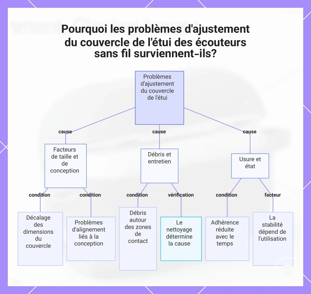 Pourquoi les problèmes d'ajustement du couvercle de l'étui des écouteurs sans fil surviennent-ils?