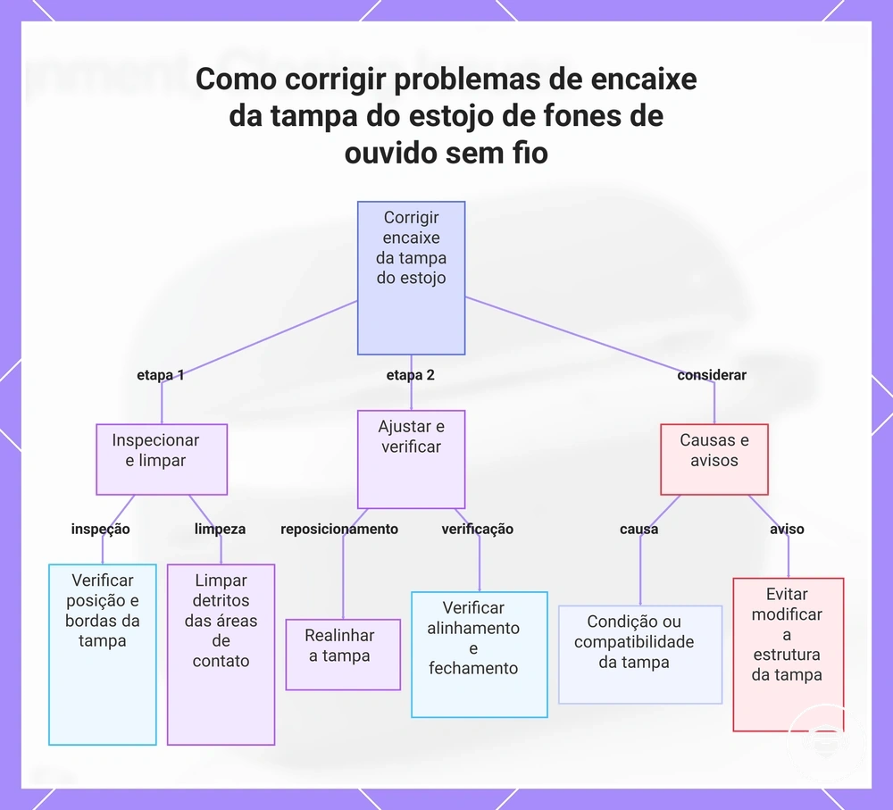 Como corrigir problemas de encaixe da tampa do estojo de fones de ouvido sem fio