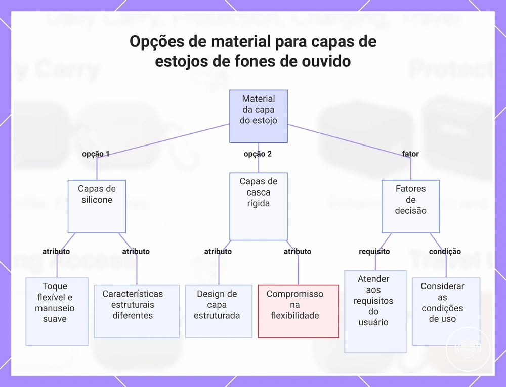 Opções de material para capas de estojos de fones de ouvido