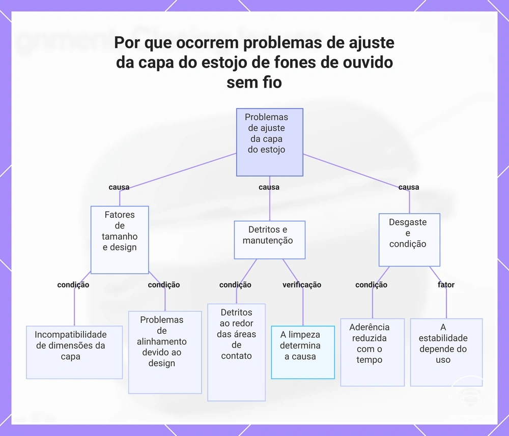 Por que ocorrem problemas de ajuste da capa do estojo de fones de ouvido sem fio