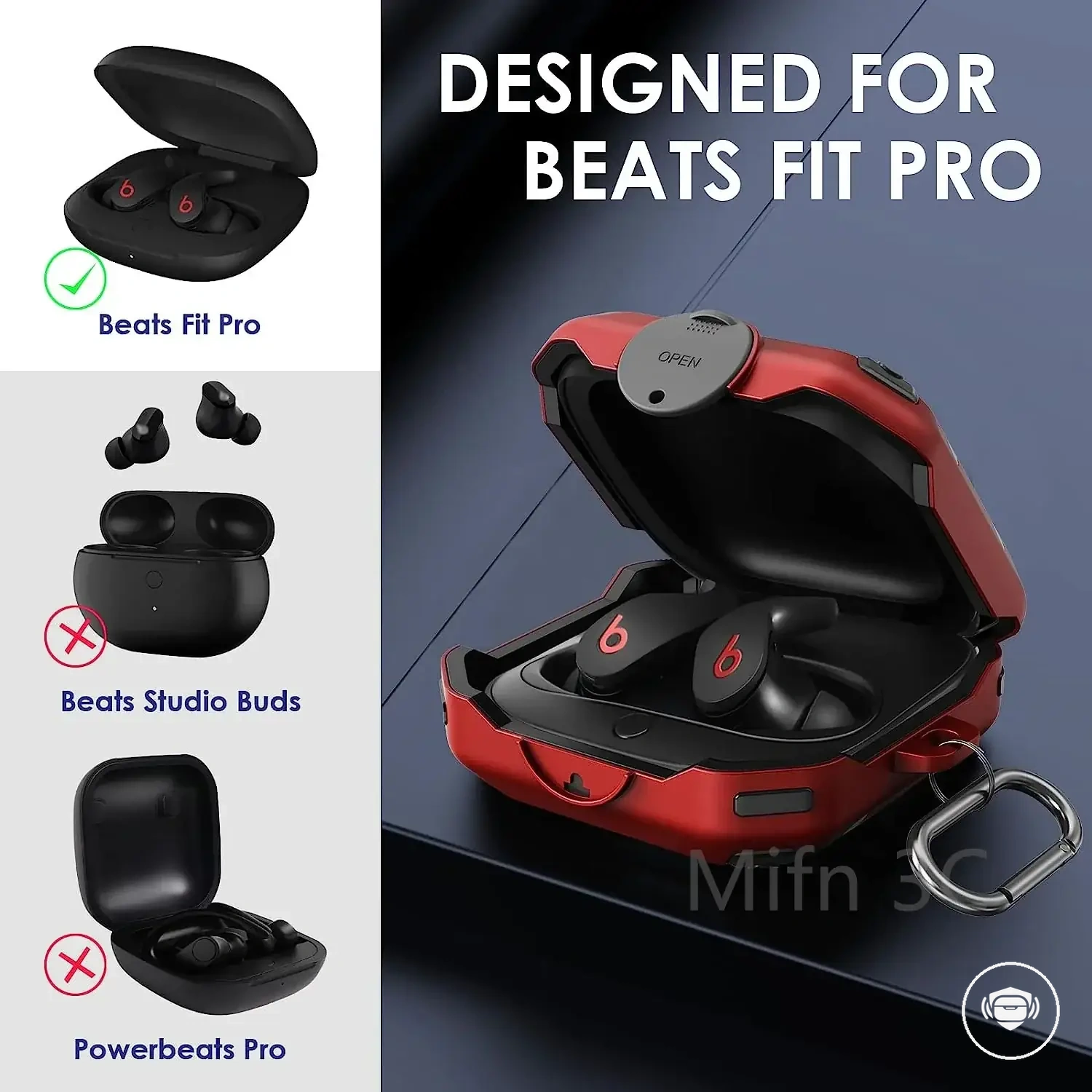 Kulaklıklar için Beats Fit Pro şeffaf PC sert kapak