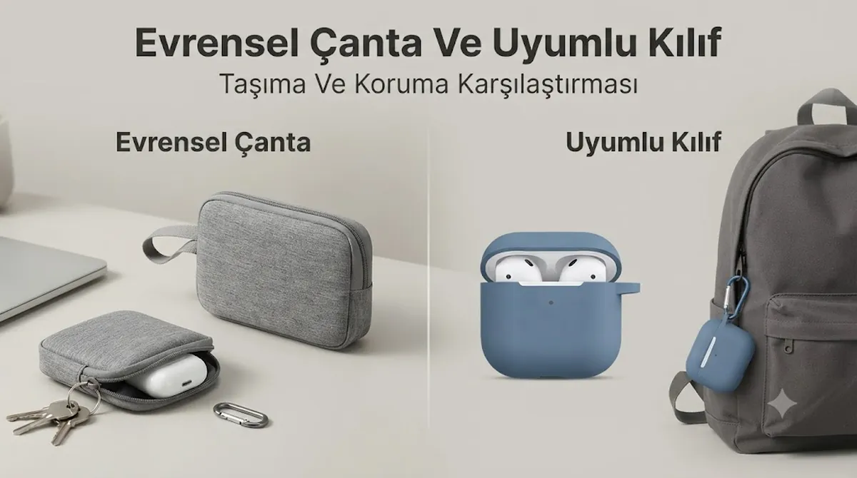 Taşıma ve koruma açısından uyumlu kablosuz kulaklık kutusu kılıfıyla karşılaştırılan evrensel kablosuz kulaklık çantası