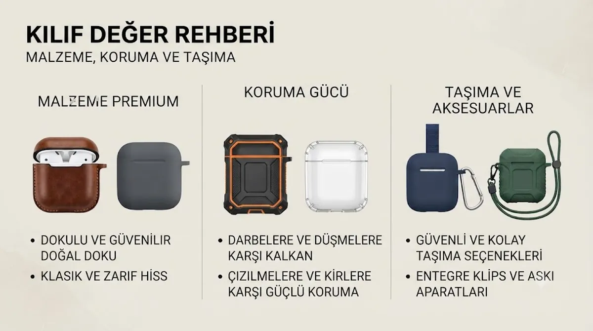 Malzeme kalitesi, koruma özellikleri ve taşıma aksesuarlarıyla kablosuz kulaklık kutusu kılıfı değer karşılaştırması