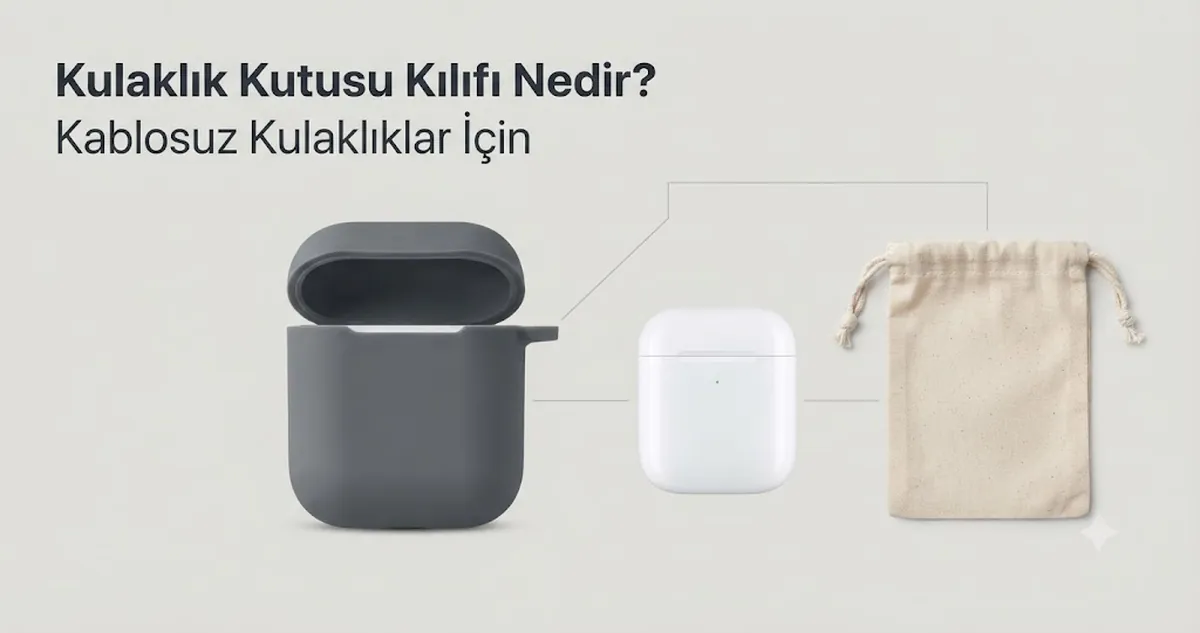 Şarj kutusu ve taşıma çantası yanında ayrı duran uyumlu kablosuz kulaklık kutusu kılıfı