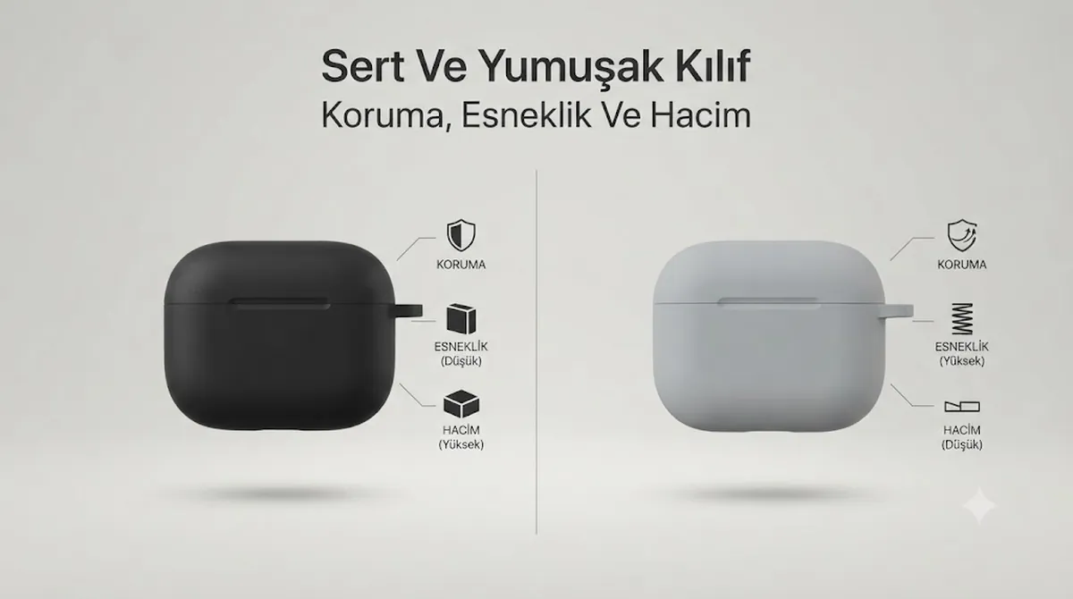 Koruma, esneklik ve hacim açısından karşılaştırılan sert kabuk ve yumuşak kablosuz kulaklık kutusu kılıfları