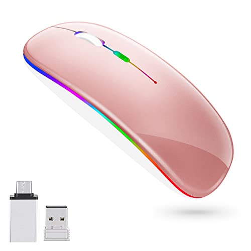 Souris sans fil LED rechargeable pour MacBook Air/Pro (Bluetooth 5.1 + USB)  2,4 GHz portable optique silencieuse souris de bureau pour iPad