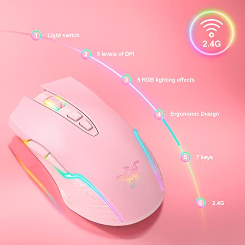 PHNIXGAM Souris de jeu sans fil rechargeable, – Image 2