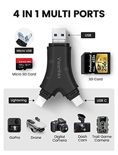 Lecteur de Carte SD, Lecteur de Carte mémoire 3 en 1 pour iPhone/iPad,  appareils