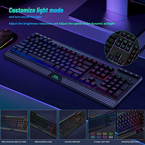 TuparGo Clavier d'ordinateur RVB rétroéclairé USB filaire-2