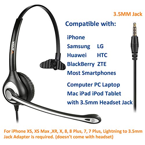 Wantek Casque de téléphone portable mono avec – Image 2