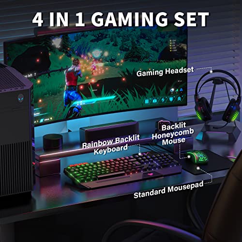 AULA Gaming Keyboard Mouse Headset and Mousepad-2