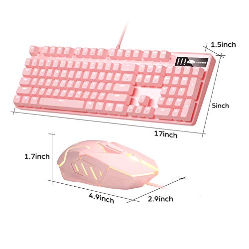 Clavier de jeu mécanique rose et souris-3