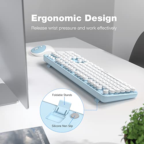 Clavier et souris sans fil Bleu Blanc-3