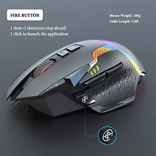 NYIEFADA Souris Gamer Filaire RVB Ergonomique 12000-5