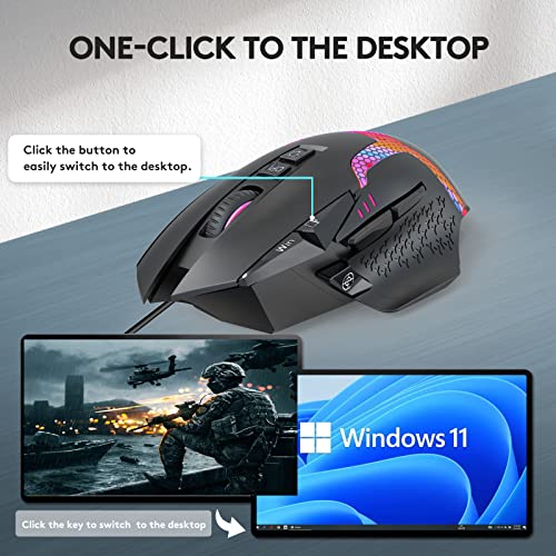 NYIEFADA Souris Gamer Filaire RVB Ergonomique 12000-4