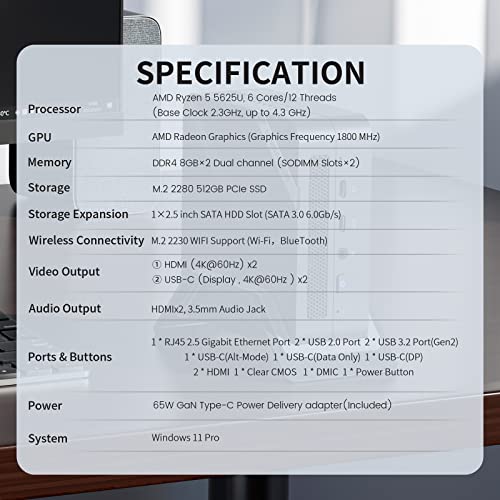 Mini PC Windows 11 Pro UM560 AMD-3