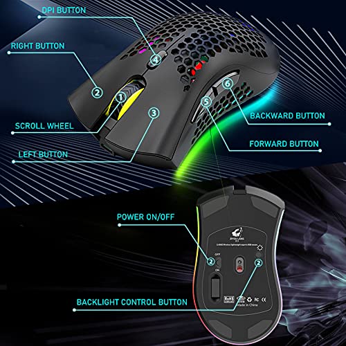 Souris de jeu sans fil légère en-5
