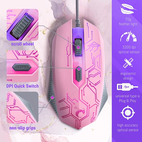 Clavier de jeu rose et casque de-5
