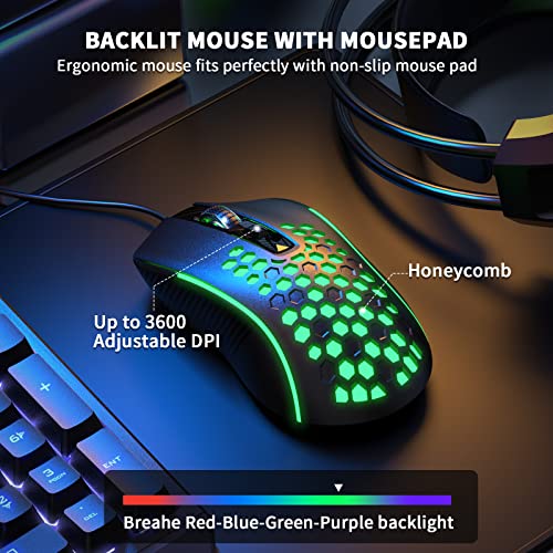 AULA Gaming Keyboard Mouse Headset and Mousepad-5