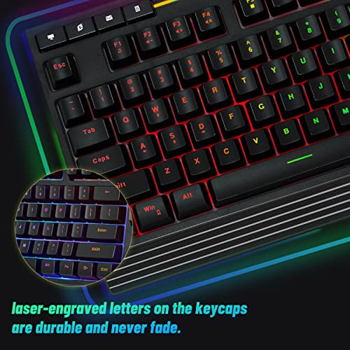 TuparGo Clavier d'ordinateur RVB rétroéclairé USB filaire-4