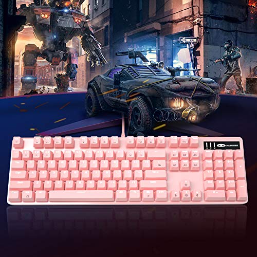 Clavier de jeu mécanique rose et souris-4