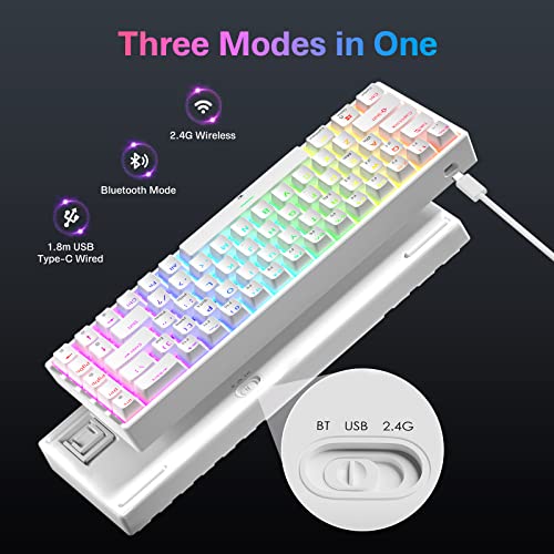 TECURS Clavier de jeu mécanique sans fil/Bluetooth/filaire-4