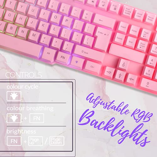 Clavier de jeu rose et casque de-3