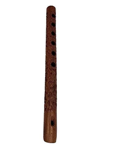 Flûte Indienne En Bambou Sculptée à La Main - Longueur 43,2 Cm - Instrument Traditionnel Ou Décoration