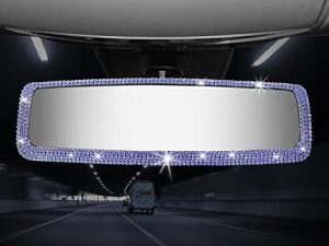 Rétroviseur intérieur de voiture avec strass Bling