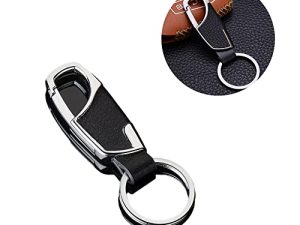 Porte-clés en cuir de voiture avec porte-clés