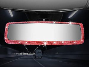 Rétroviseur intérieur de voiture avec strass Bling