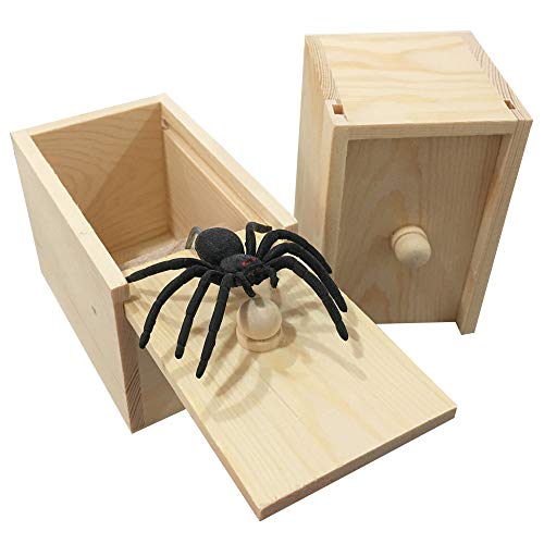 2 Boîtes à Farce Araignée En Bois - Blague D'Halloween Ou Poisson D'avril - Pour Surprendre Tes Amis !