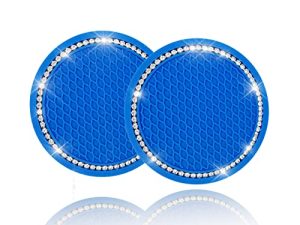 KIWEN Bling Blue Car Cup Coaster 2PCS