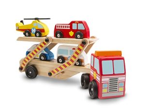 Camion porte-véhicules d'urgence en bois Melissa &
