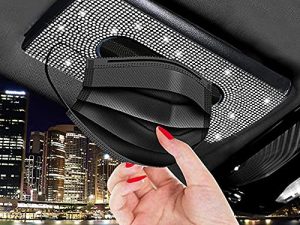 FUNOJOY Porte-mouchoir Bling pour visière de voiture