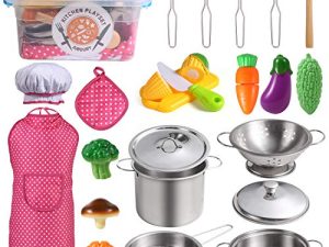 Juboury Kitchen Pretend Play Toys avec casseroles