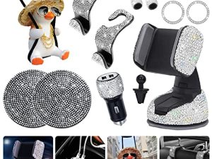 Lanvee Ensemble d'accessoires de voiture Bling pour
